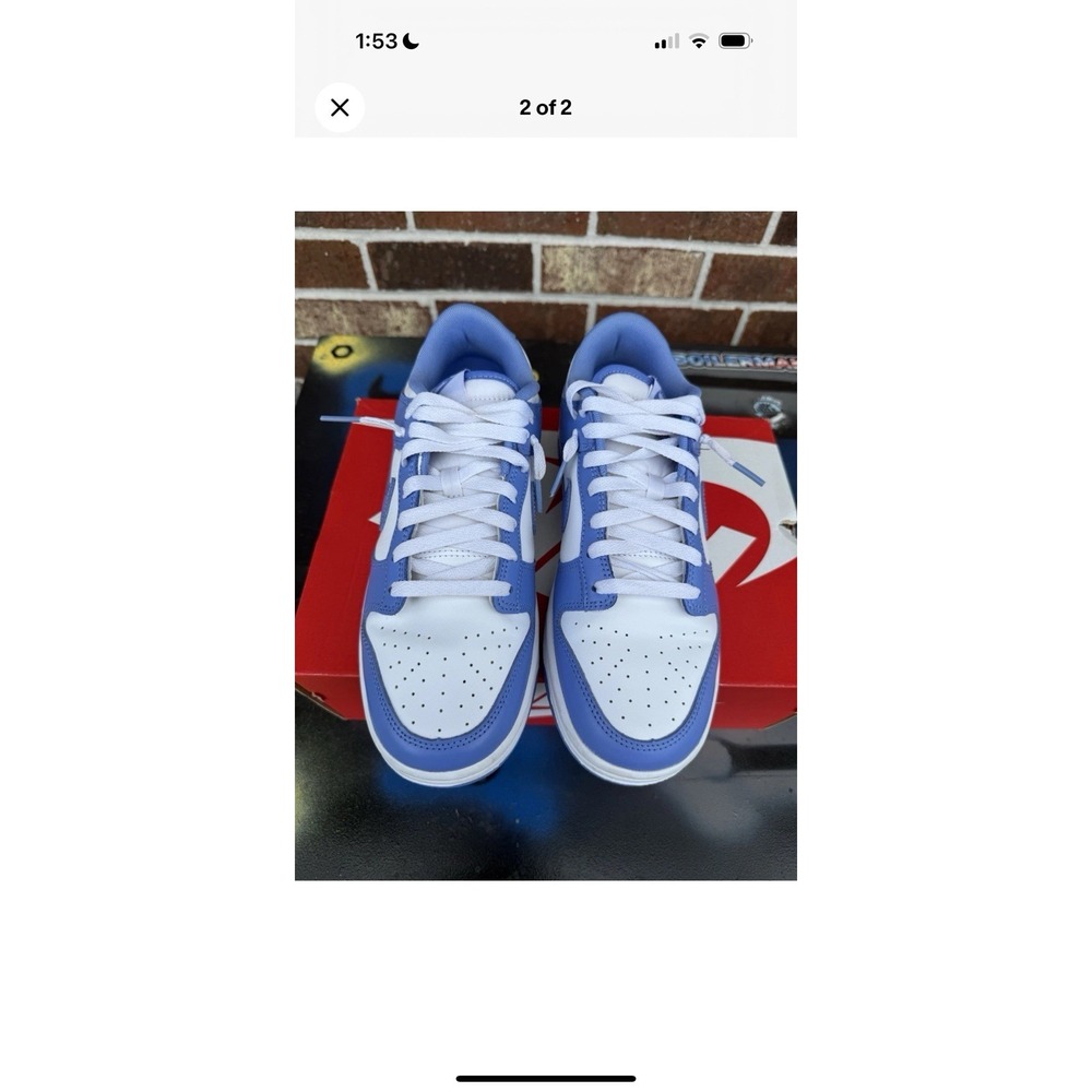 Nike Dunk Low Men 9 Low Top Lace-Up Sneakers White/Polar Blue Leather DV0833-400 - Picture 5 of 10